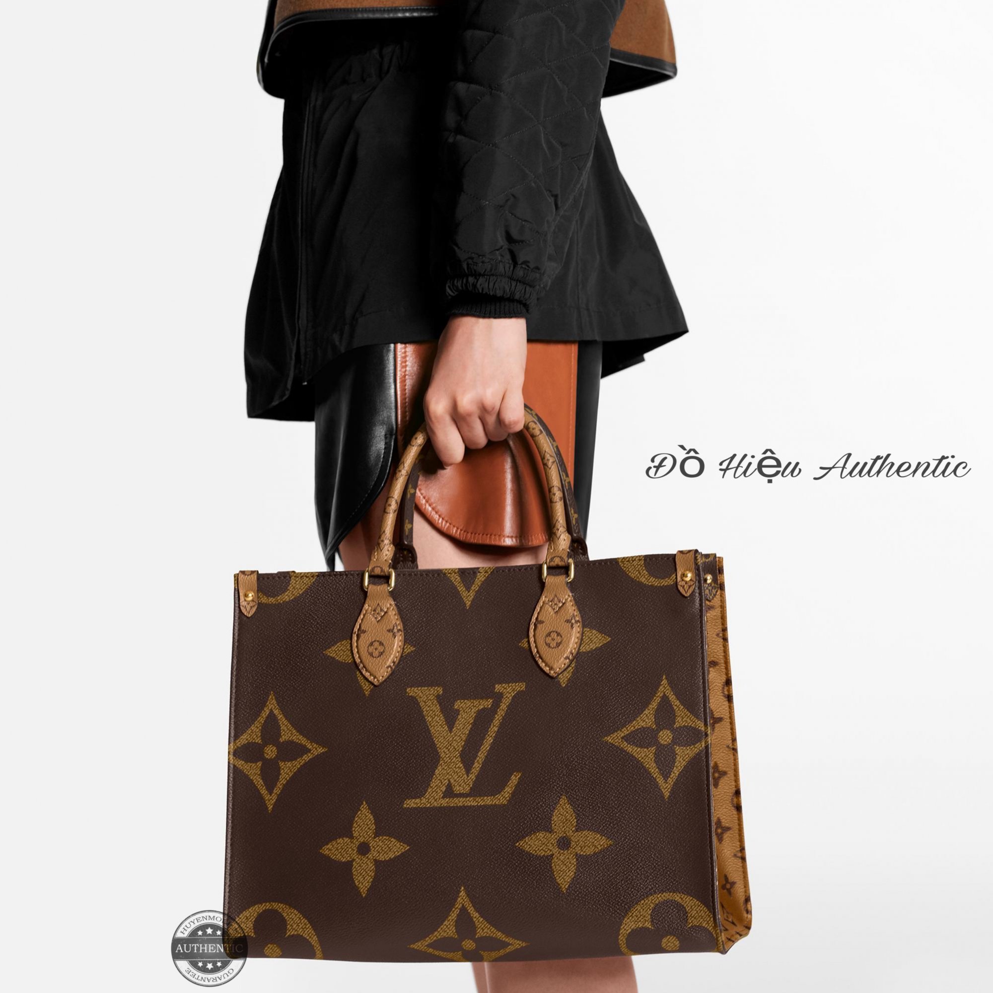 Túi Louis Vuitton nữ Mono màu nâu vàng size MM
