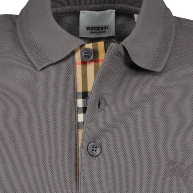 Áo Polo Nam Burberry Dark Grey With Logo Embroidered 80675841 Màu Xám - 6.jpg