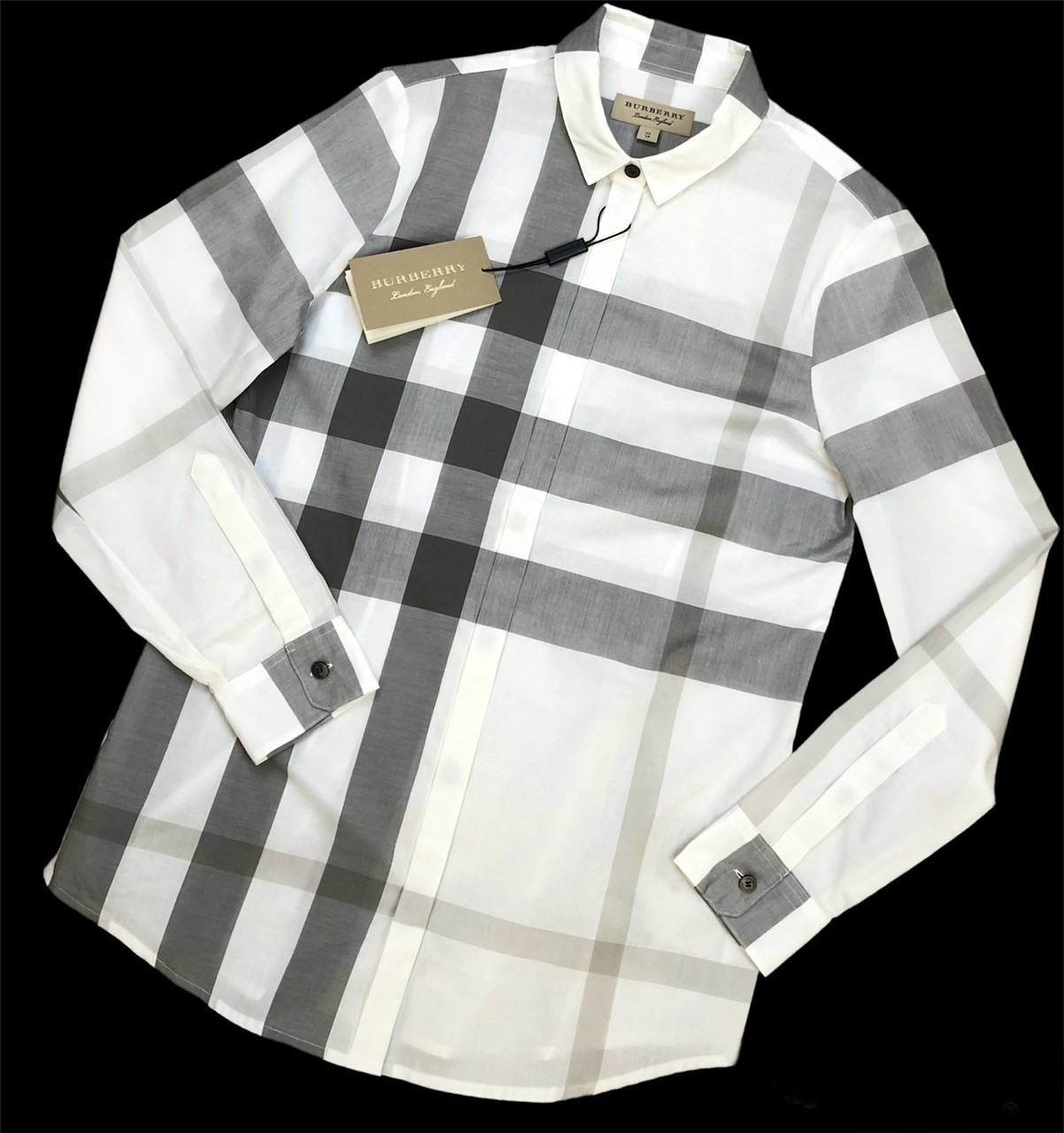 BURBERRY Modern Beige IP CHK Somerton Check Stretch Cotton Poplin Shirt  (Dài - Check Lệch) | WEBSITE HÀNG HIỆU DUY NHẤT VIỆT NAM