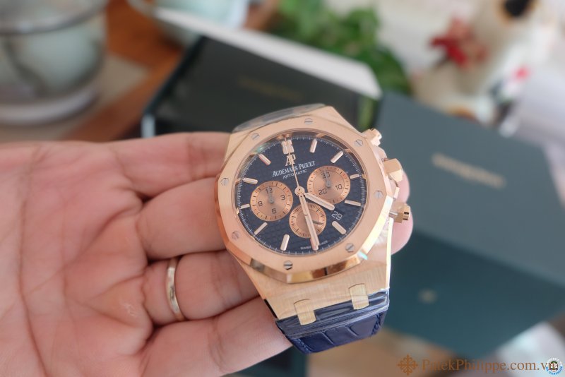 ban dong ho Audemars Piguet ap roy oak Blue rose gold vang hong chronograph 4.JPG