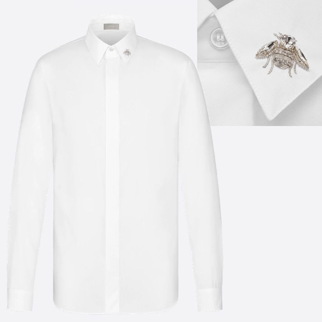 DIOR HOMME Shirt With Bee Jewel White Cotton Poplin (Ong 3D) (3).jpg