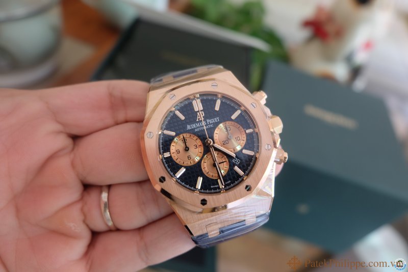 ban dong ho Audemars Piguet ap roy oak Blue rose gold vang hong chronograph 2.JPG