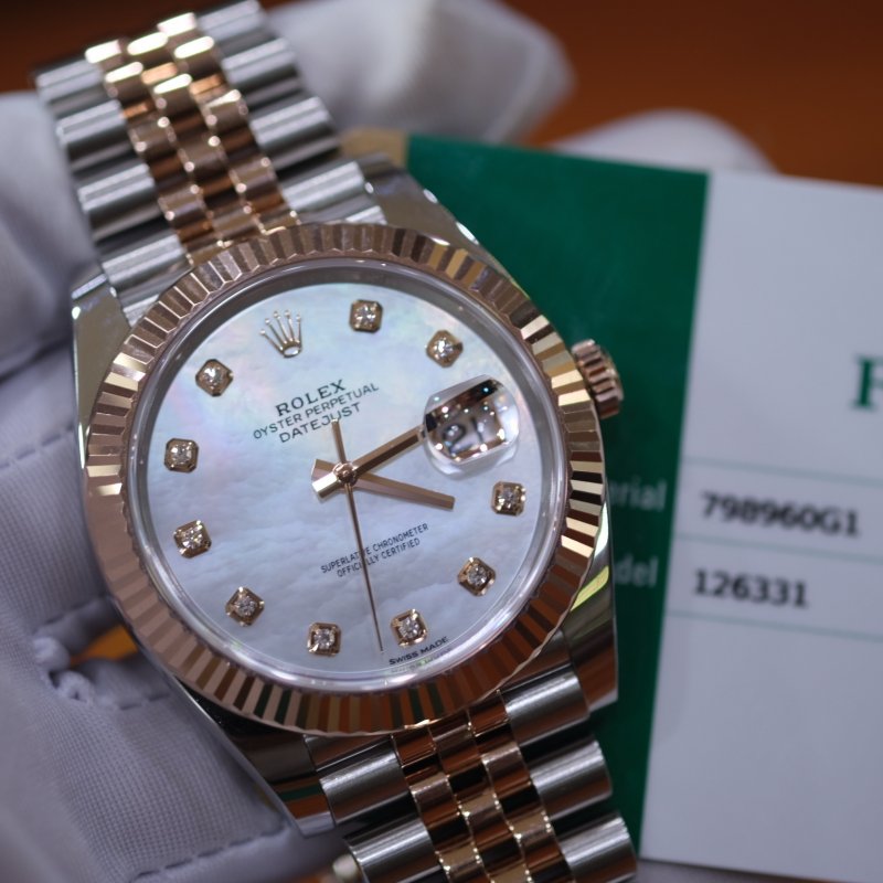 rolex 126331 mặt xà cừ trắng cọc kim cương (9).JPG